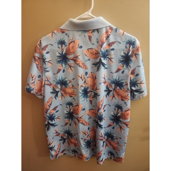 Apt 9 Performance Golf Polo Shirt Blue Pink Hawaiian Premier Flex Men's Size L - Picture 4 of 4